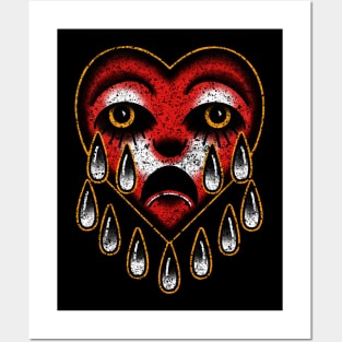 American traditional tattoo style Sadboy heart. Posters and Art